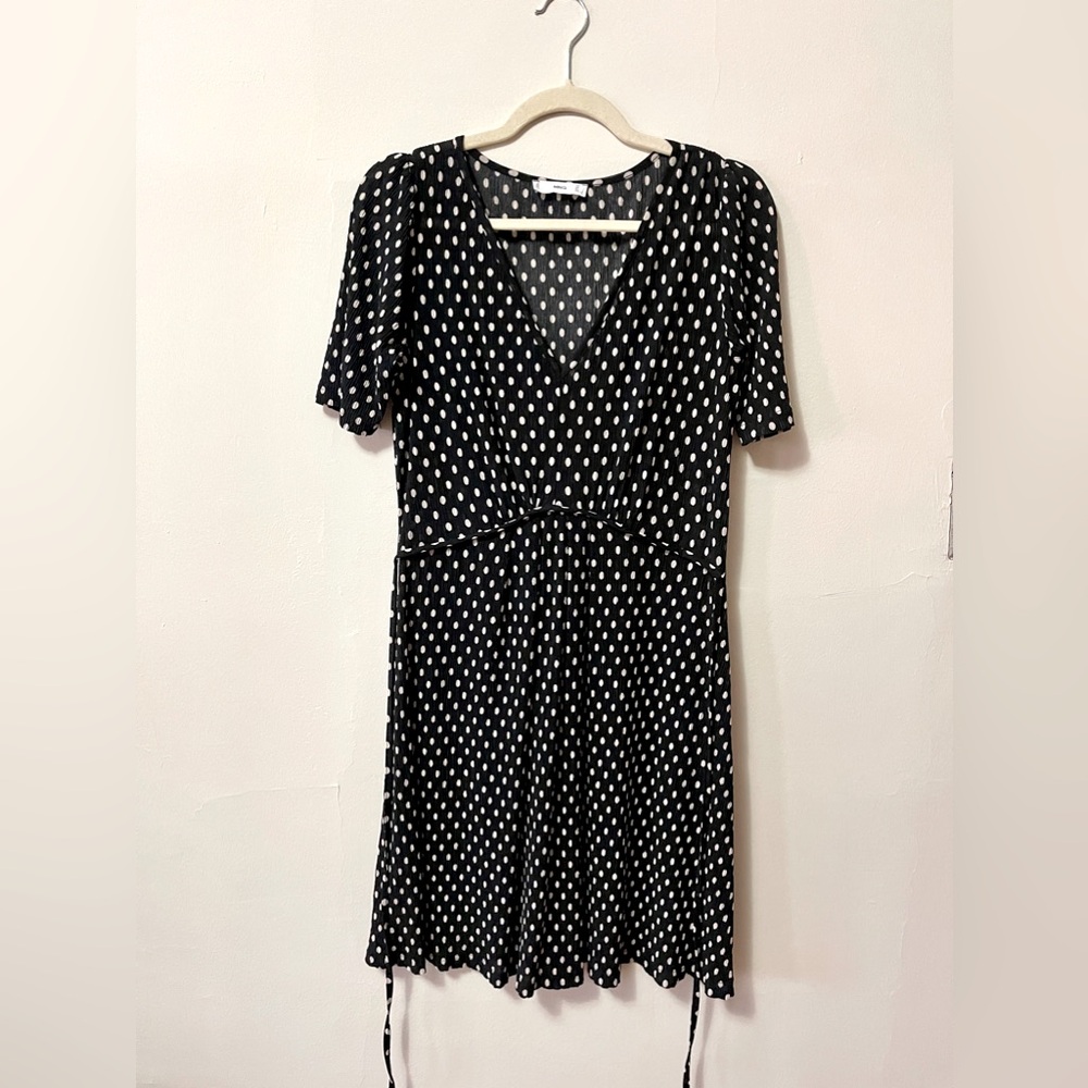 Mango Black Polka Dot Dress (L)